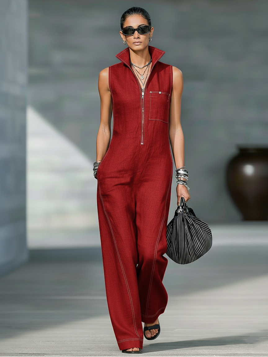 NOVA | ZIP-FRONT WIDE-LEG JUMPSUIT