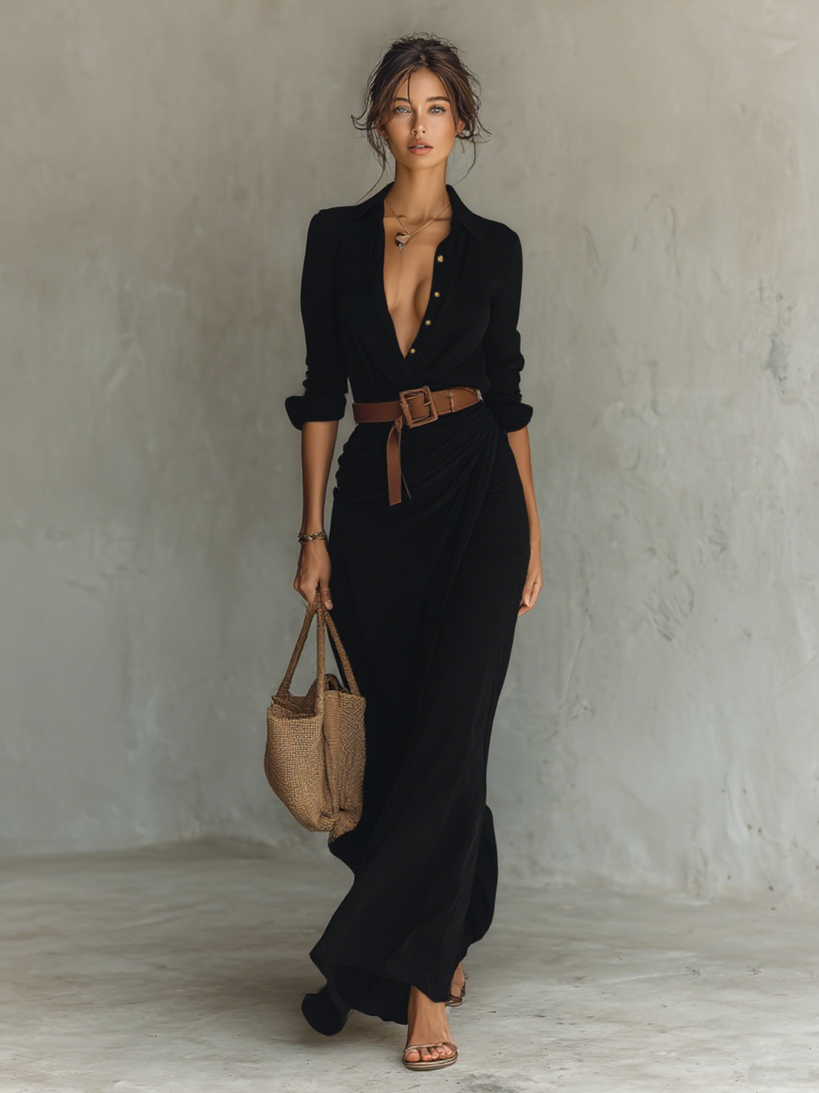 SAVANNAH | DRAPED MAXI SHIRT DRESS