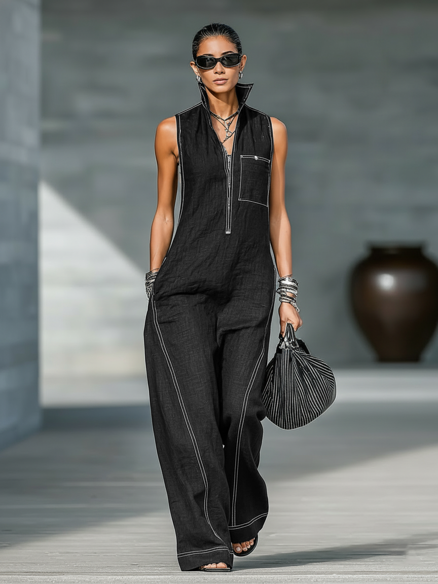 NOVA | ZIP-FRONT WIDE-LEG JUMPSUIT