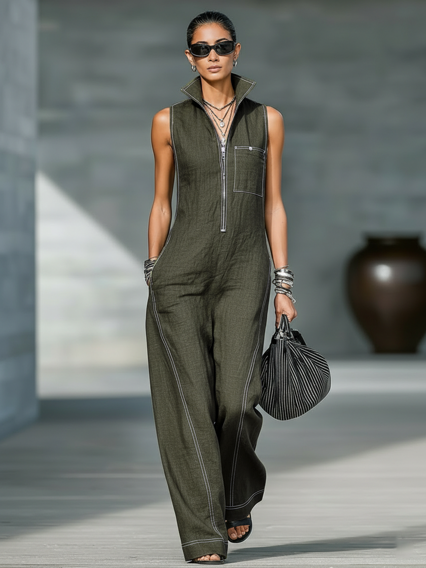 NOVA | ZIP-FRONT WIDE-LEG JUMPSUIT