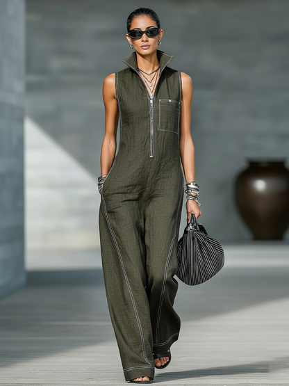 NOVA | ZIP-FRONT WIDE-LEG JUMPSUIT