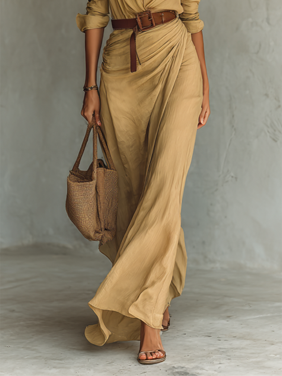 SAVANNAH | DRAPED MAXI SHIRT DRESS