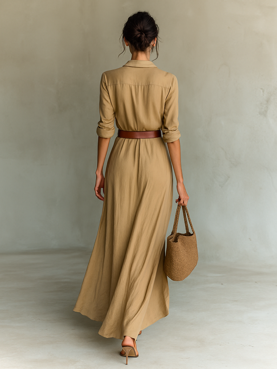 SAVANNAH | DRAPED MAXI SHIRT DRESS