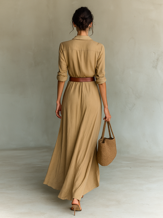 SAVANNAH | DRAPED MAXI SHIRT DRESS