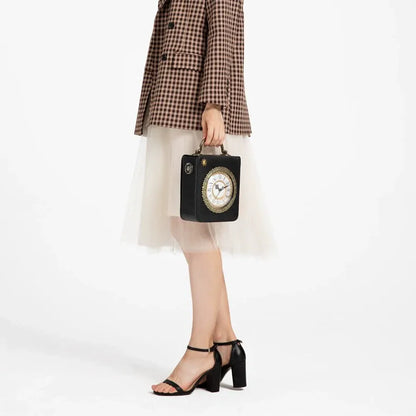 MIDNIGHT CLOCK LEATHER BAG
