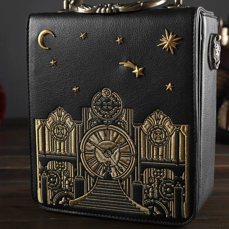MIDNIGHT CLOCK LEATHER BAG