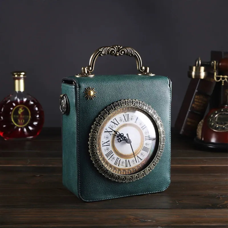 MIDNIGHT CLOCK LEATHER BAG