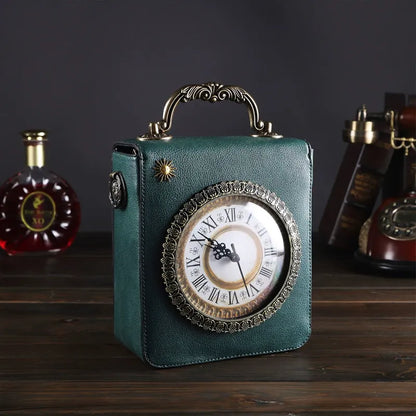 MIDNIGHT CLOCK LEATHER BAG