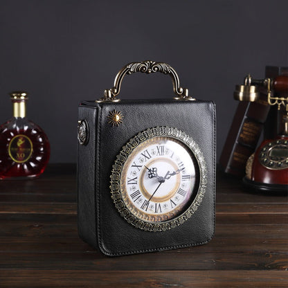 MIDNIGHT CLOCK LEATHER BAG