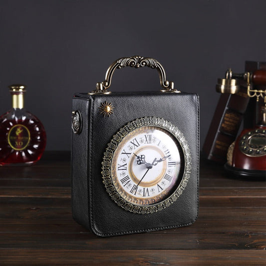 MIDNIGHT CLOCK LEATHER BAG
