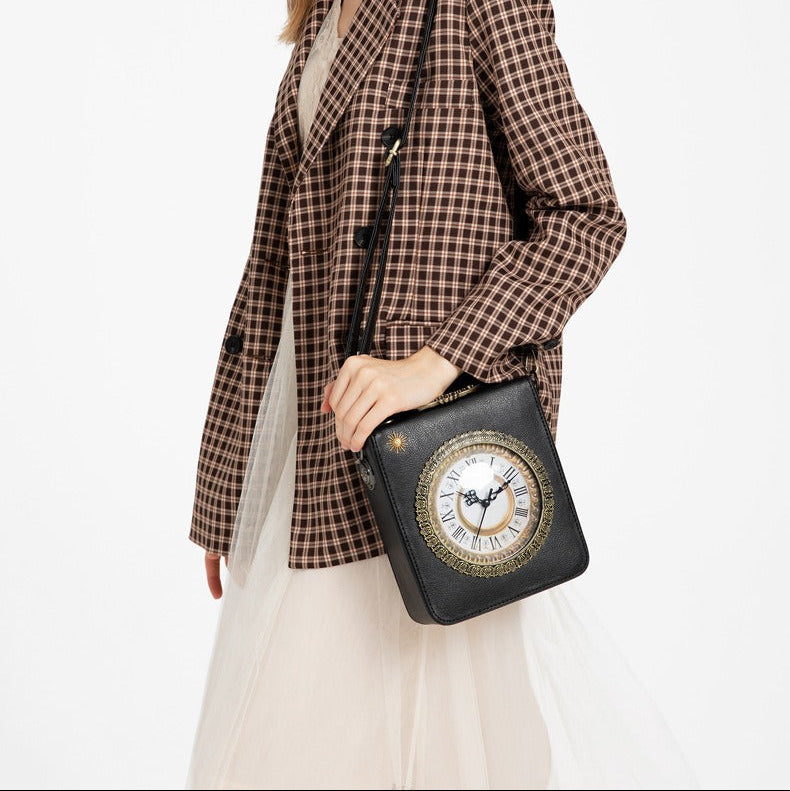 MIDNIGHT CLOCK LEATHER BAG