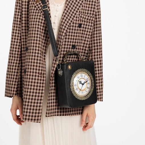 MIDNIGHT CLOCK LEATHER BAG